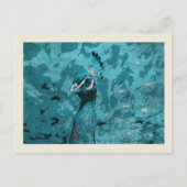 Blaues Pfauenportrait, Pfau männlich Postkarte (Vorderseite)