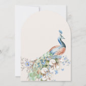 Blaues Pfauenvogel-Brautparty Einladung (Rückseite)