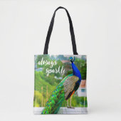 Blaues Pfauenvogel-Foto funkelt immer kühn Tasche (Vorderseite)