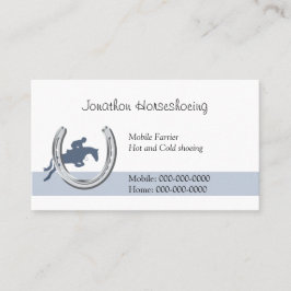 Blaues Pferd, das durch ein Hufeisen springt Visitenkarte