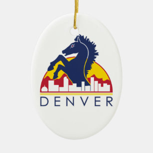 Blaues Pferd Denver Keramik Ornament