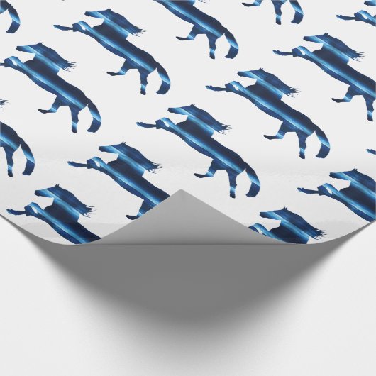 Blaues Pferd Geschenkpapier (Ecke)