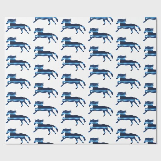 Blaues Pferd Geschenkpapier (Flach)