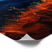 Blaues Pferd in einem lebendigen Sonnenuntergang L Poster (Ecke)