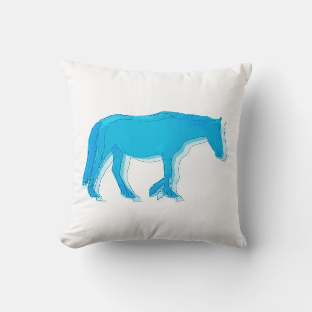 Blaues Pferd Kissen (Vorderseite)