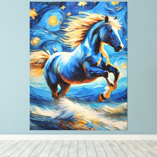Blaues Pferd Leinwanddruck (Insitu (Holzboden))