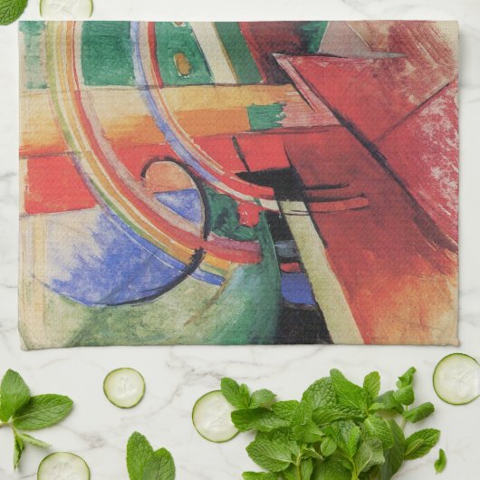 Blaues Pferd mit Regenbogen von Franz Marc Geschirrtuch (Gefaltet)