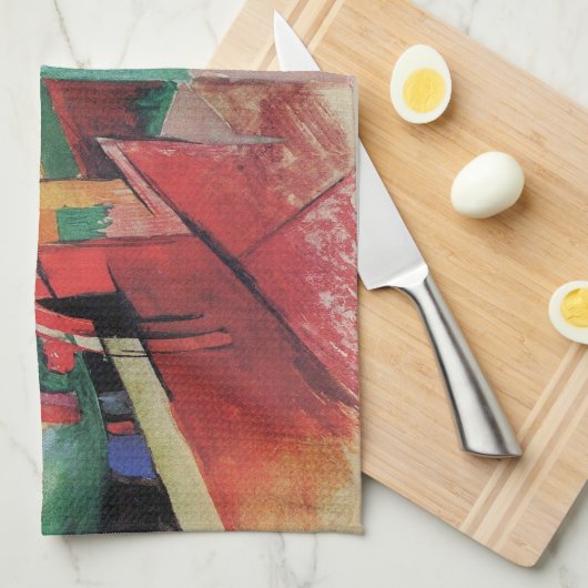 Blaues Pferd mit Regenbogen von Franz Marc Geschirrtuch (Viertel Falte)