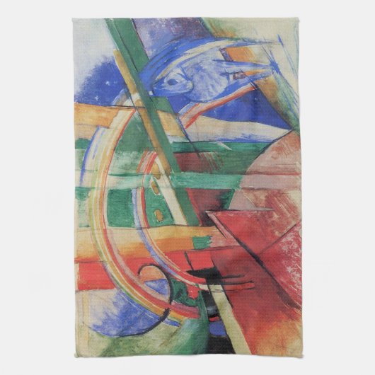 Blaues Pferd mit Regenbogen von Franz Marc Geschirrtuch (Vertikal)