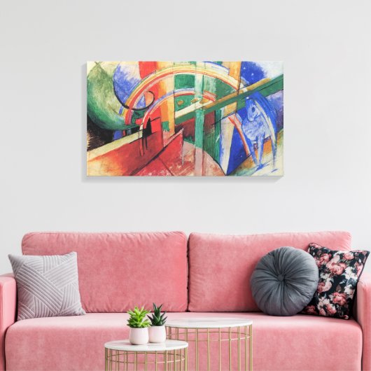 Blaues Pferd mit Regenbogen von Franz Marc Leinwanddruck (Insitu (Wohnzimmer))