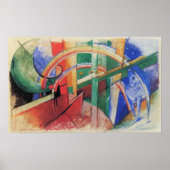 Blaues Pferd mit Regenbogen von Franz Marc Poster (Vorne)