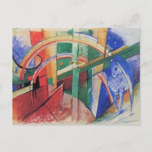 Blaues Pferd mit Regenbogen von Franz Marc Postkarte (Vorderseite)