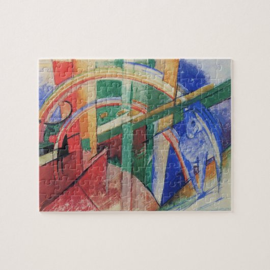 Blaues Pferd mit Regenbogen von Franz Marc Puzzle (Horizontal)