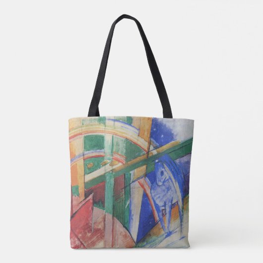 Blaues Pferd mit Regenbogen von Franz Marc Tasche (Rückseite)