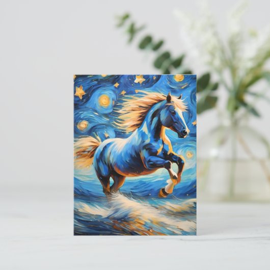Blaues Pferd Postkarte (Stehend Vorderseite)