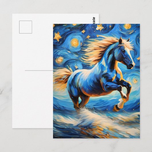 Blaues Pferd Postkarte (Vorne/Hinten)