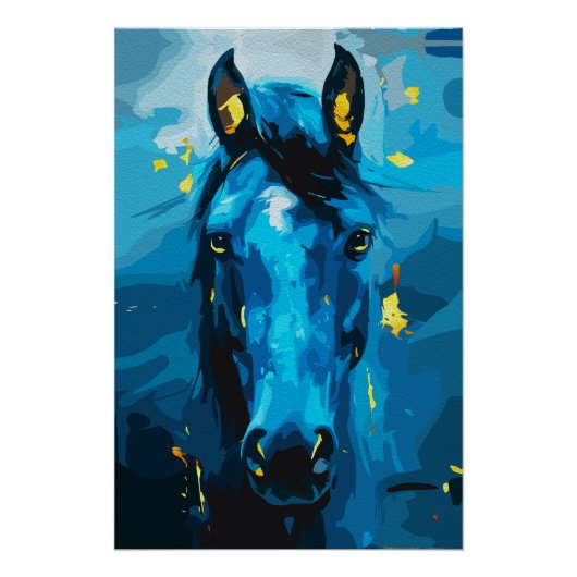 Blaues Pferd - Stärke und Eleganz Poster (Vorderseite)