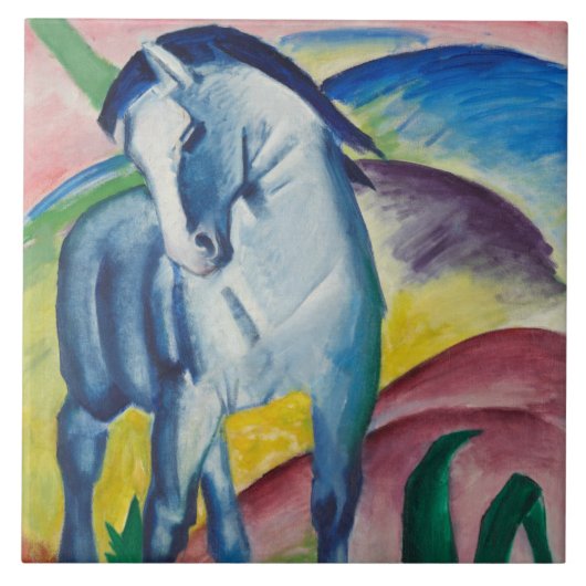 Blaues Pferd (Süße Tier) (von Marc Franz) Fliese (Vorderseite)