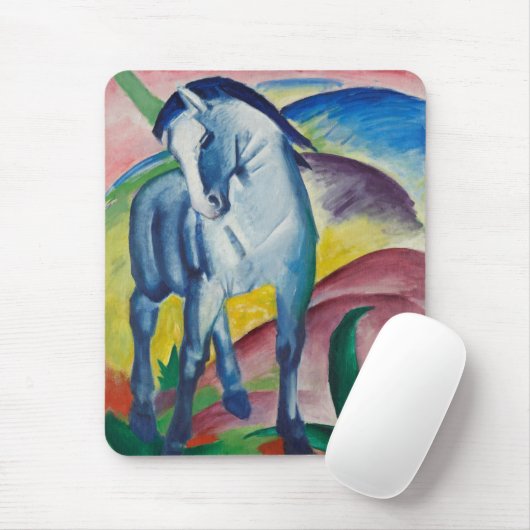 Blaues Pferd (Süße Tier) (von Marc Franz) Mousepad (Mit Mouse)