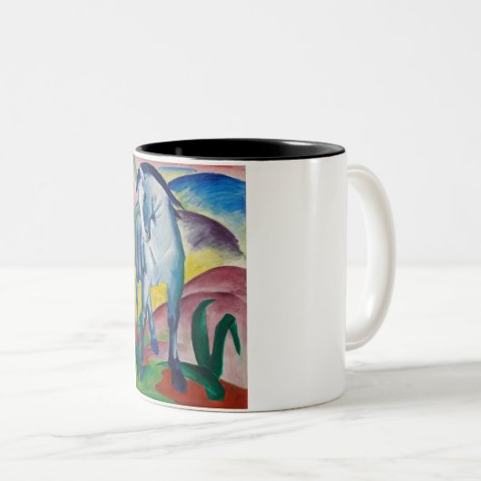 Blaues Pferd (Süße Tier) (von Marc Franz) Zweifarbige Tasse (VorderseiteRechts)