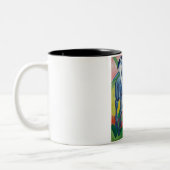 Blaues Pferd (Süße Tier) (von Marc Franz) Zweifarbige Tasse (Links)