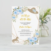 Blaues Pferd und Hut Bridal Dusche Einladung (Stehend Vorderseite)