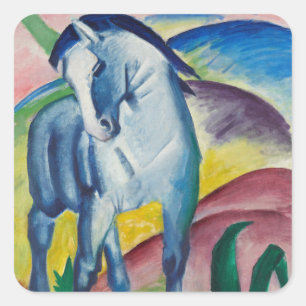 Blaues Pferd von Franz Marc, Vintage Fine Art Quadratischer Aufkleber