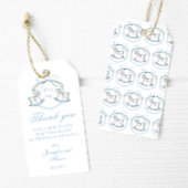 Blaues Pferd Wappen Französische Babydusche Danke Geschenkanhänger