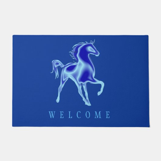 Blaues Pferd - Willkommen Fußmatte (Vorderseite)