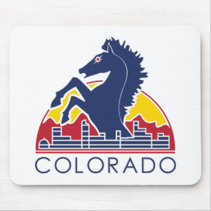 Blaues Pferdecolorado-Logo Mousepad