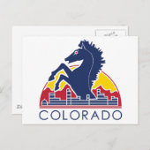 Blaues Pferdecolorado-Logo Postkarte (Vorne/Hinten)