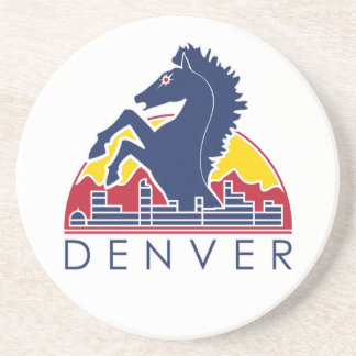 Blaues Pferdedenver-Logo Getränkeuntersetzer