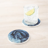 Blaues PferdeÖlgemälde Sandstein Untersetzer (Seite)