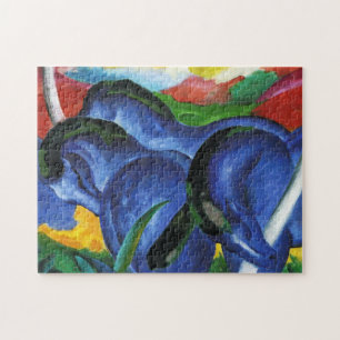Blaues Pferdepuzzlespiel Franz Marcs Puzzle