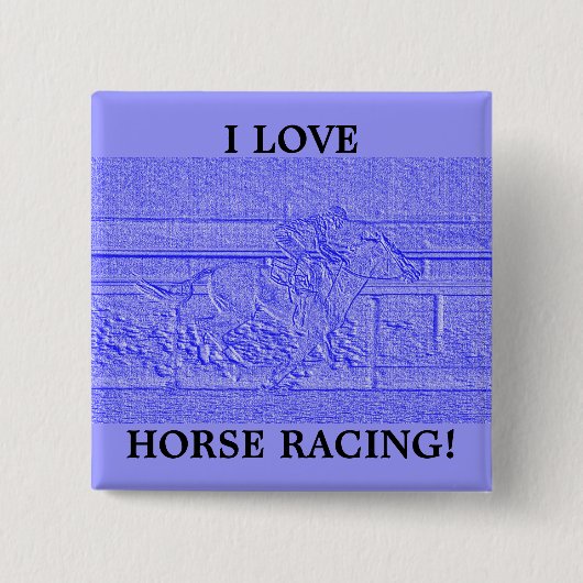 Blaues Pferderennenthoroughbred-Pastellrennpferd Button (Vorderseite)