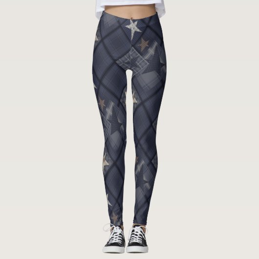 Blaues Pflaster Leggings (Vorderseite)