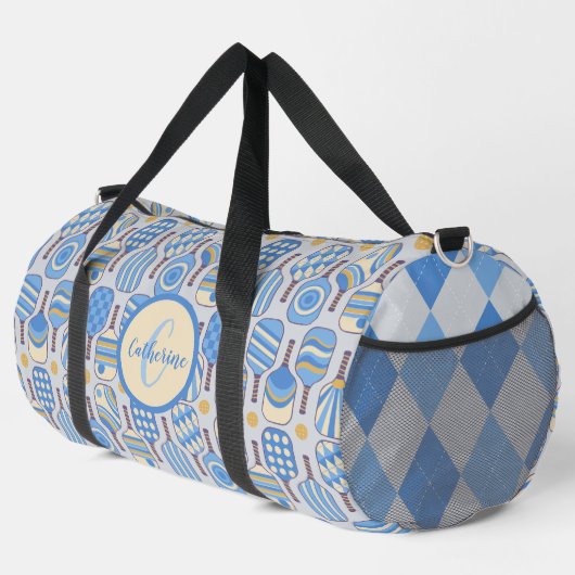 Blaues Pickleball Monogram Duffle Bag (Rechte Ecke)
