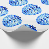 Blaues Pinecones Wrapping Paper Geschenkpapier (Ecke)