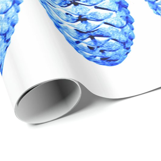Blaues Pinecones Wrapping Paper Geschenkpapier (Rolleneckpunkt)