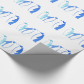 Blaues Pinguin-Trio Geschenkpapier (Ecke)