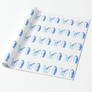 Blaues Pinguin-Trio Geschenkpapier