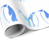 Blaues Pinguin-Trio Geschenkpapier (Rolleneckpunkt)