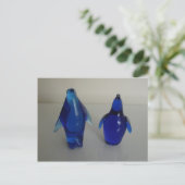 blaues Pinguinpapier Postkarte (Stehend Vorderseite)