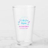 Blaues pinkfarbenes Brautparty Glas (Rückseite)