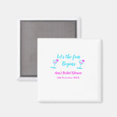 Blaues pinkfarbenes Brautparty Magnet (Vorderseite/Rückseite)