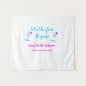 Blaues pinkfarbenes Brautparty Wandteppich (Vorderseite (Horizontal))