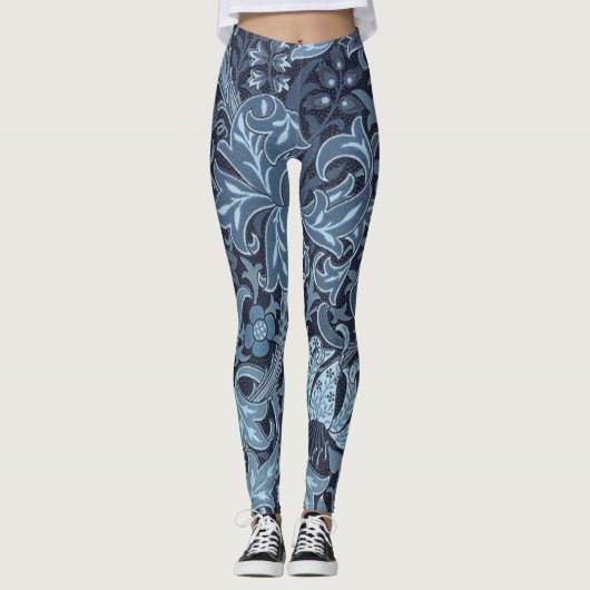 Blaues Pisley macht farbenfrohe Leggings (Vorderseite)