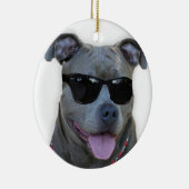 Blaues pitbull mit Gläsern Keramikornament (Rechts)