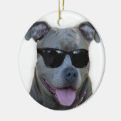 Blaues pitbull mit Gläsern Keramikornament (Links)