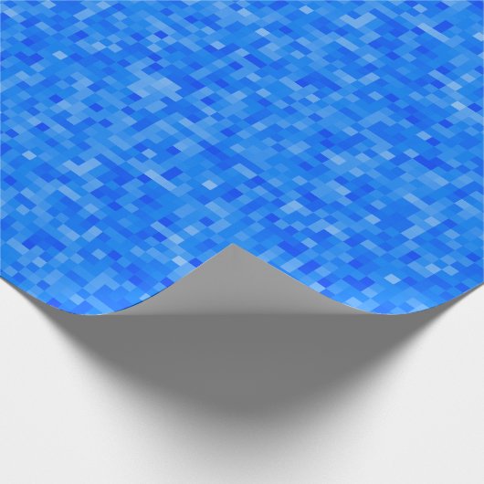 Blaues Pixel-Mosaik-Packpapier Geschenkpapier (Ecke)